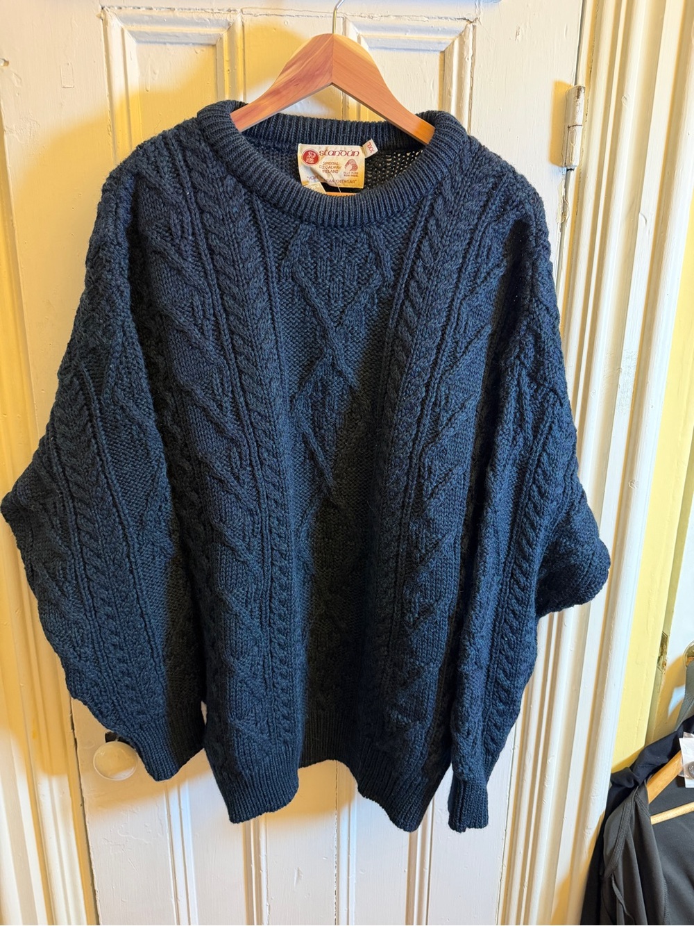 Standún Ireland Aran Sweater Men’s XXL Deep Teal 100% Pure New Wool Cable Knit